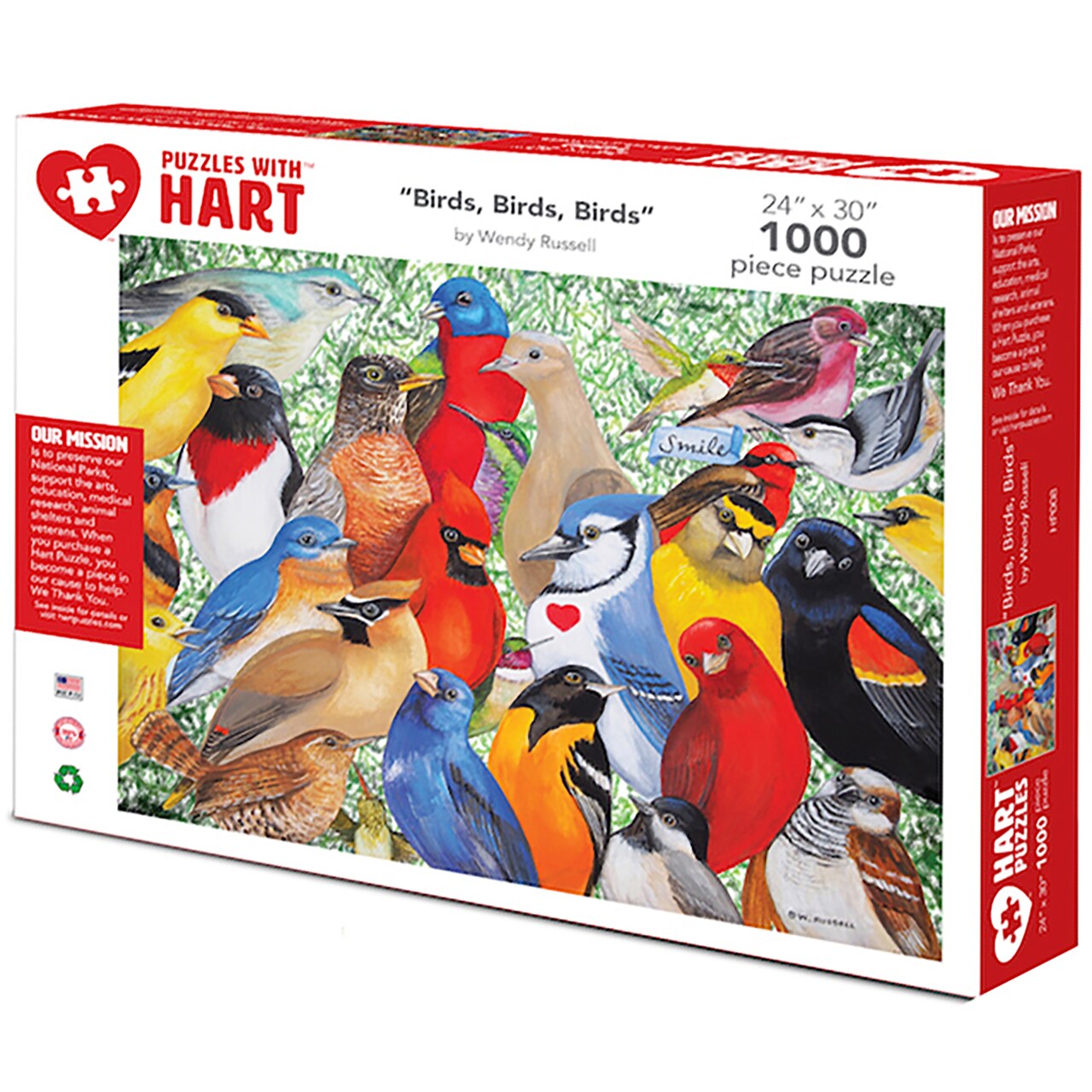 Hart Puzzles Birds, Birds, Birds by Wendy Russell, 24 x 30 1000 Piece Puzzle
